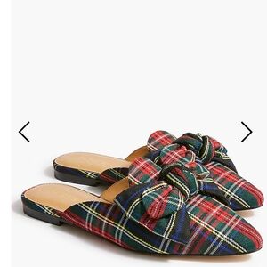 J Crew Plaid Tartan Bow Women’s Mules Size 9. NWT